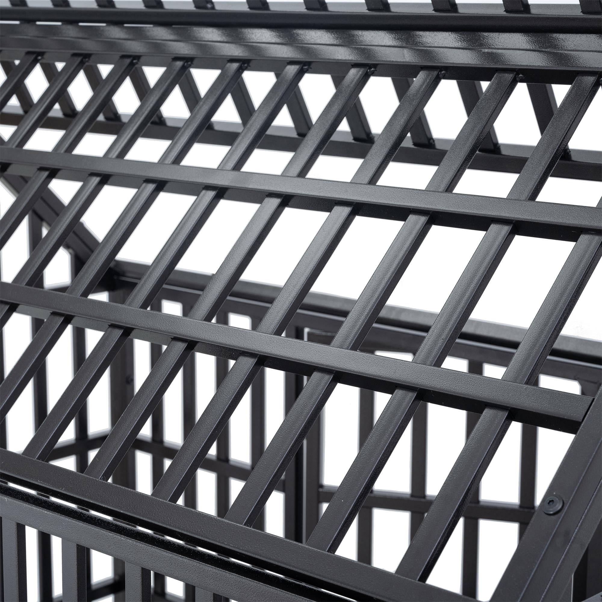 Pefilos 47" Heavy Duty Dog Crate Kennel with Window on Roof, Pet Cage Metal Playpen for Large Medium Dogs with 4 Lockable Wheels, Black Pefilos 47" Heavy Duty Dog Crate Kennel with Window on Roof, Pet Cage Metal Playpen for Large Medium Dogs with 4 Lockable Wheels, Black