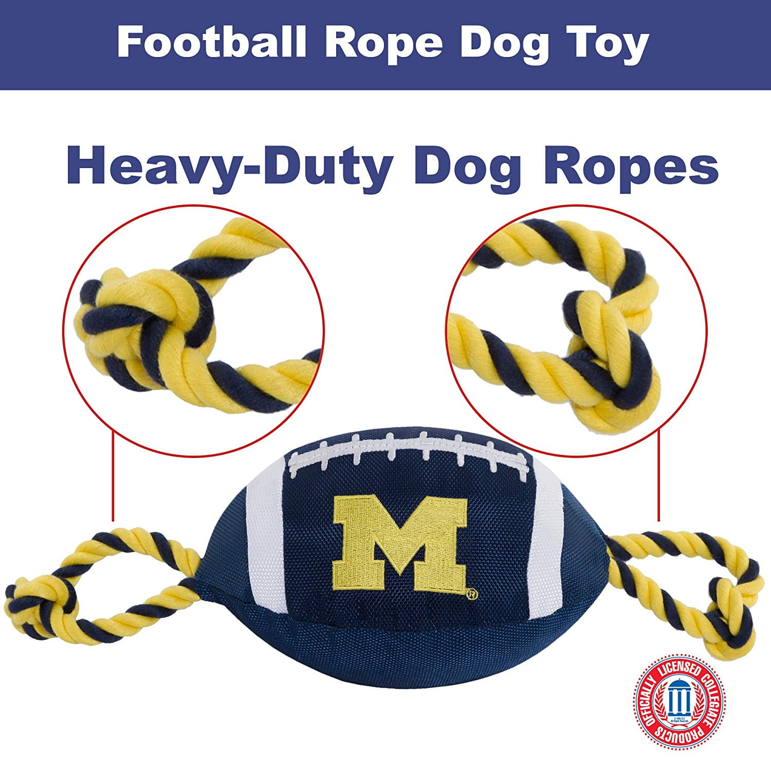 Pets First Collegiate Michigan Nylon Football-Licensed