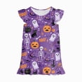 thumbnail image 7 of TOWED22 Halloween Nightdress Toddler Girls Sleepwear Cute Cartoon Ghost Print Dresses Short Sleeve Pajamas Dress, 7 of 7