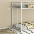thumbnail image 3 of Sesslife Metal Twin Over Twin Bunk Beds, Heavy Duty Bed Frame with Ladder and Safety Full-Length Guardrails, Low Profile Junior Bunk Bed for Teens Adults, Noise-Free, No Box Spring Needed, White, 3 of 10
