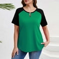 thumbnail image 5 of Plus Size Tops for Women Short Sleeve Raglan Tunic Casual Colorblock Shirts Oversized Crewneck eyhole Blouse, 5 of 7