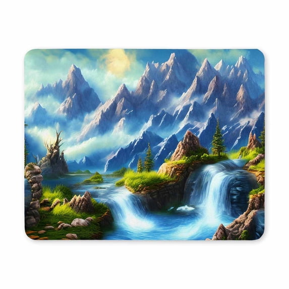 Mountains Printed Gaming Mouse Pad Desk Mouse Mat Waterproof Computer Mousepad with Stitched Edge Desk Pad