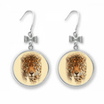 thumbnail image 1 of Cheetah Près Féroce Visage Art Déco Mode Boucles d'Oreilles Goutte Clou Crochet Percé, 1 of 3