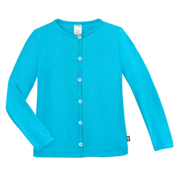 Girls Soft Cotton Button-Down Cardigan | Turquoise