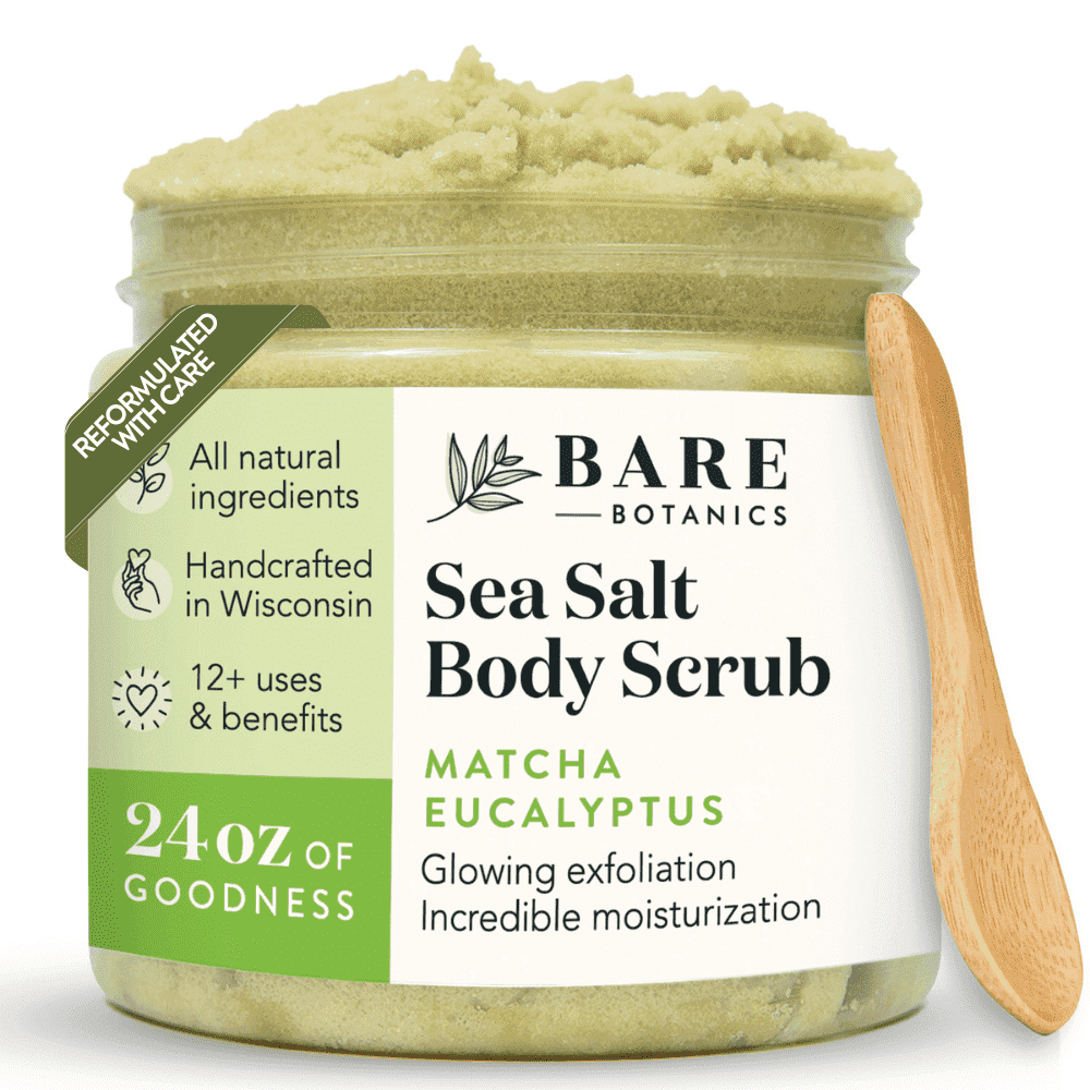 Bare Botanics Sea Salt Scrub Matcha Eucalyptus Body Scrub 24 oz