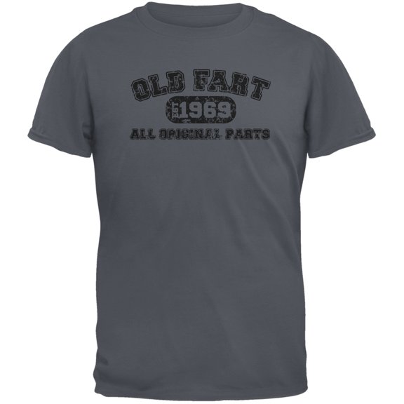 Old Fart Original Parts 1969 Funny Charcoal Grey Adult T-Shirt - Medium