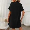 thumbnail image 4 of Arnsht Womens Button Down Shirt Dress Plain Summer Cotton Linen Dress V-Neck Mini Dress Casual Short Sleeve Loose Tunic Dresses Black M, 4 of 6