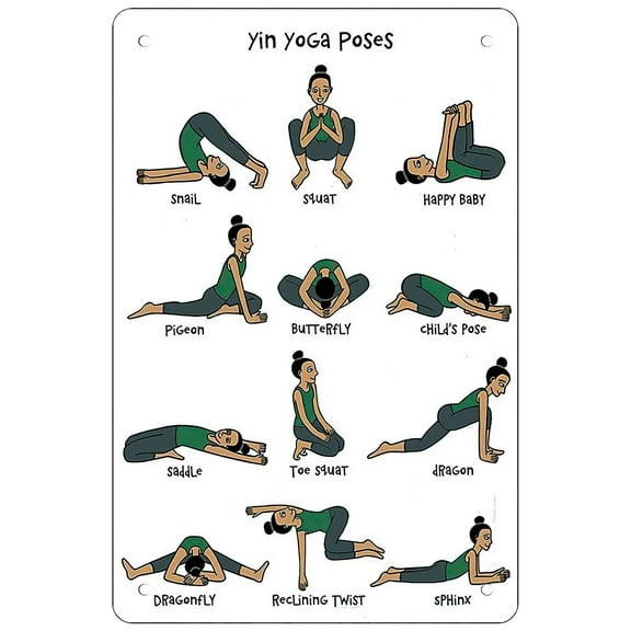 Retro Funny Metal Sign Sheet Signs Tin Sign, yin yoga poses knowledge, outdoor Home Wall Decoration Size: 8 x 12 inch
