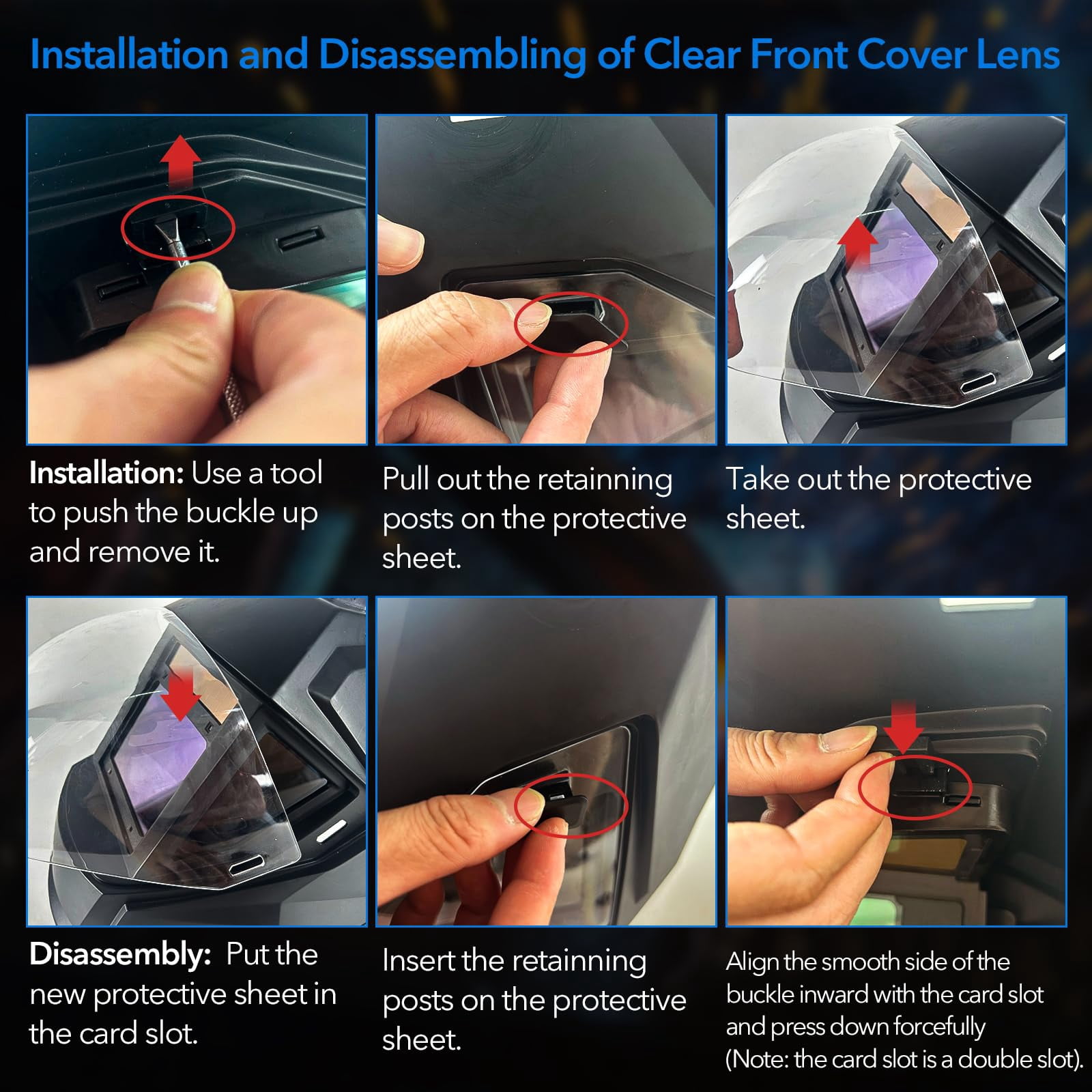 TRQWH Outside Cover Lens for Panoramic View Welding Helmet 3/Pack and 2 Inside Cover Lens