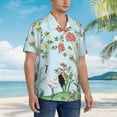 thumbnail image 5 of Easygdp Chinoiserie Floral Palm Tree Men's Hawaiian Shirts Print Lapel Short Sleeve for Beach, vacation, party, casual occasions - Medium, 5 of 9