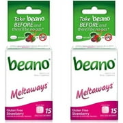Beano Meltaways, Gas Prevention & Digestive Enzyme Supplement, Strawberry Flavor, 15 Count - 2 Pack