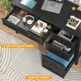 thumbnail image 4 of Farmhouse 47" Executive Desk with File Drawer, Wood Computer Desk with 3 Storage Drawers, Workstation for Home Office, Study, Writing(Pure Black), 4 of 14