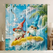 Erosebridal Gnome Surfing Curtains for Living Room,Ocean Sea 30%-50% Blackout Curtains Set of 2 (38x45),Summer Holiday Curtains and Drapes (38x45),Cartoon Bedroom Decorative