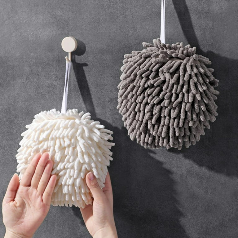 Chenille Hand Towels Kitchen Bathroom Hand Towel Ball with Hanging Loops  Quick Dry Soft Absorbent Microfiber Towels
