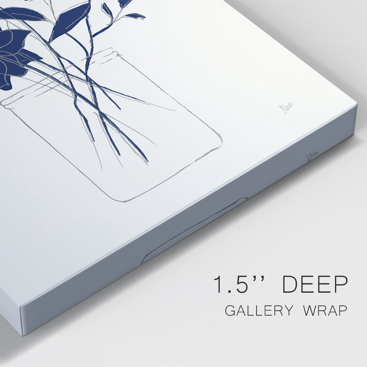 Indigo Sketch Bouquet II Premium Gallery Wrapped Canvas - Ready to Hang
