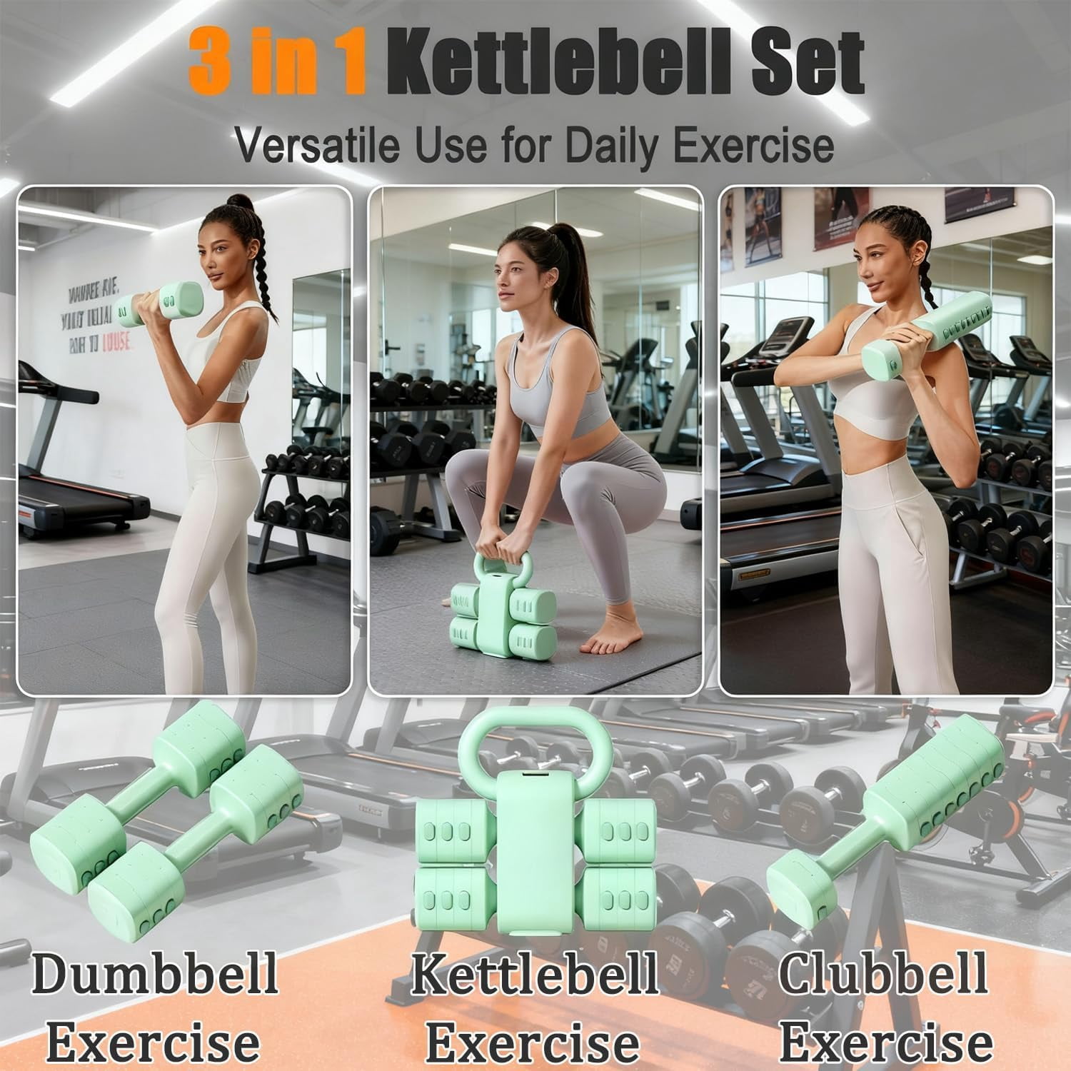 Adjustable Dumbbell Set of 2, 4-in-1 Free Weights with Fast Locking System for Home Gym Exercise Training