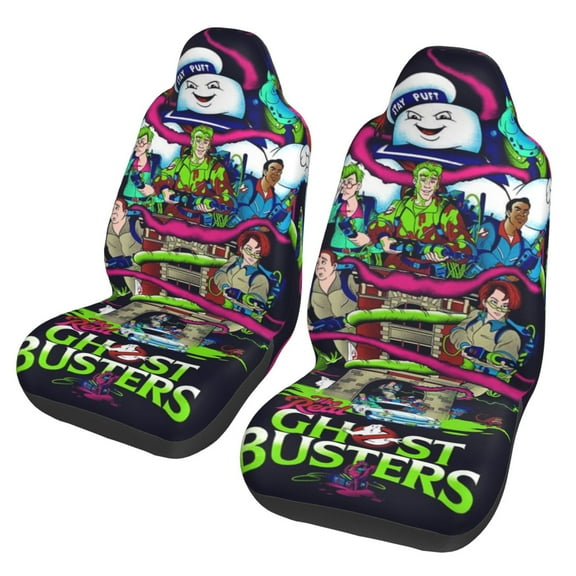 Ghostbusters Car Seat Covers 2 Pack Cartoon Print Front Seat Covers Interior Accessory Universal Vehicle Seat Protector Fit for Car Auto Truck Van SUV Sedan