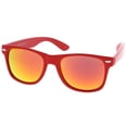 thumbnail image 2 of Retro Large Square Colored Mirror Lens Horn Rimmed Sunglasses 55mm (Red / Red-Orange Mirror), 2 of 4