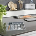 thumbnail image 6 of Kitchen Drawer Organizer | Silverware Storage Tray Box | Cutlery Partition Holder | Detachable Expandable Design | Plastic Gray | Fits 14”+ Drawers | 12.8x13.5x2.1in | 1 Pack, 6 of 8