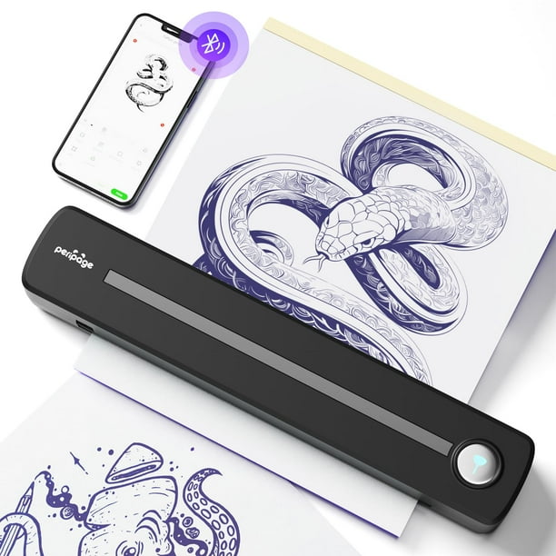 Impresora de tatuajes PeriPage P91 inalámbrica térmica con papel de plantilla