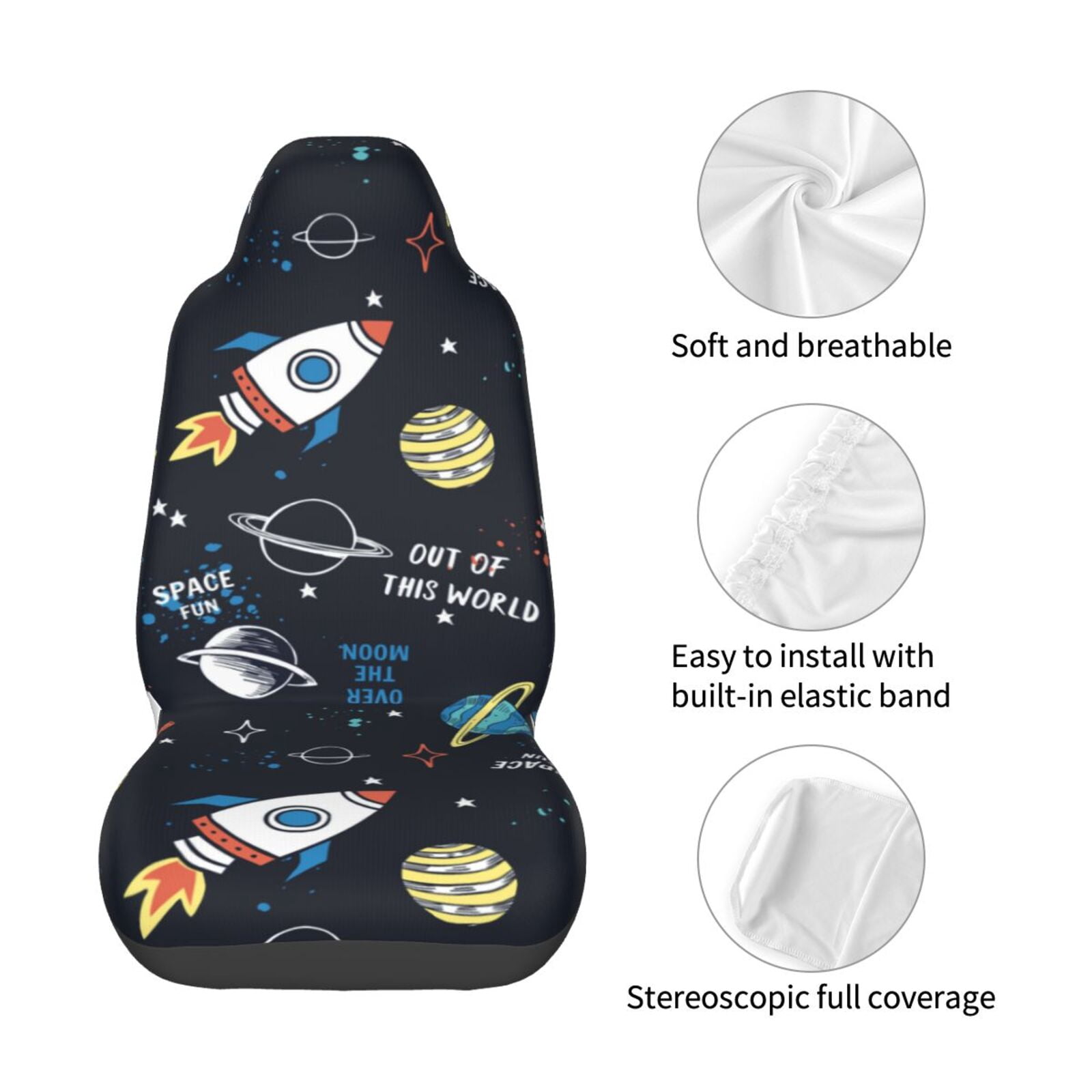 Naloa Space Car Seat Covers Universal Front Seat Coves for Car Accessories ,Padded Car Covers for Automotive, SUV, Truck, and Van