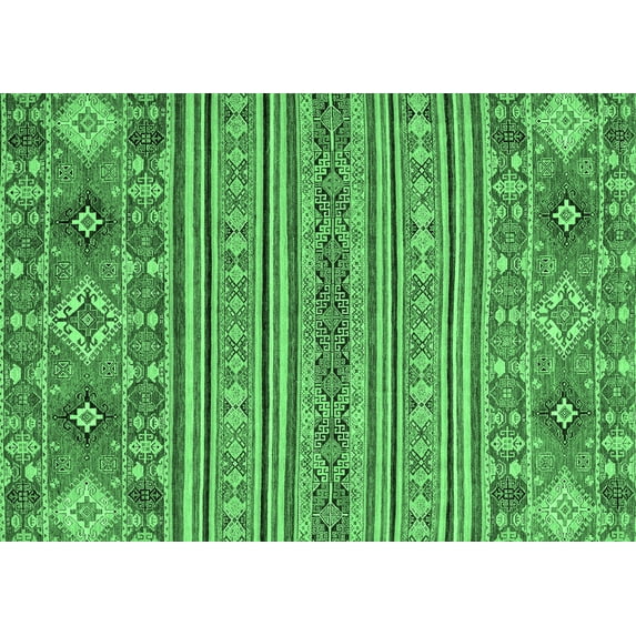Ahgly Company Indoor Rectangle Abstract Emerald Green Modern Area Rugs, 7' x 9'