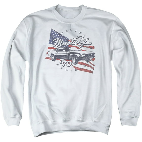 Ford Mustang 70 Mustang Adult Crewneck Sweatshirt White