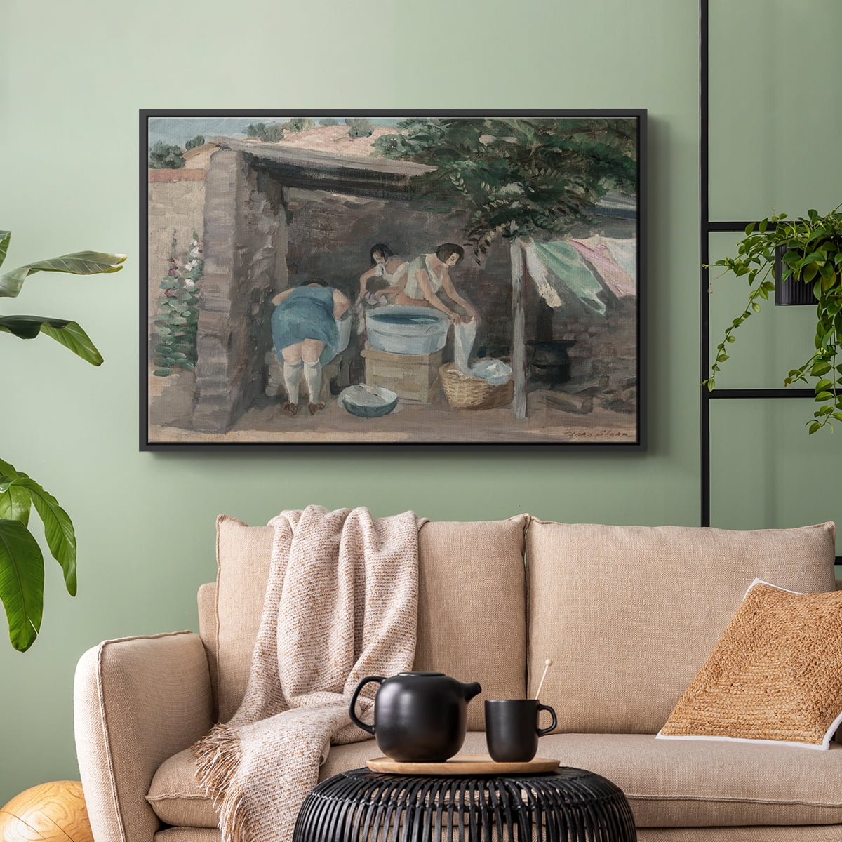 Vintage Landscape-CCCLIX By Wexford Home Framed in Black Wood Gallery Wrapped Canvas 25 in. x 37 in.