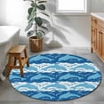 thumbnail image 3 of Ocean Dolphin Round Area Rug 4Ft Washable Circle Rugs for Bedroom Dining Room, Summer Blue Nautical Coastal Waves Non-Slip Carpet Floor Mats Indoor Outdoor Carpet Runner Aesthetic Home Decor, 3 of 8
