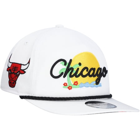 Men s New Era White Chicago Bulls Island Oasis Golfer Snapback Hat