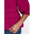 thumbnail image 4 of Terra & Sky Women's Plus Eyelet Trim Swing Top with Elbow Length Sleeves, Sizes 0X-5X, 4 of 5
