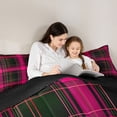 thumbnail image 5 of Castle Fairy Black Pink Checkered Queen Comforter Set,Stripes Plaid Bedding Comforter Set, 5 of 8