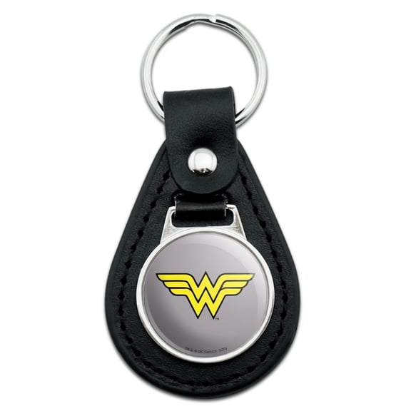 Wonder Woman Classic Logo Black Leather Keychain