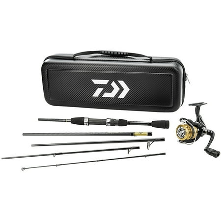 Daiwa CC20F635ML Carbon Case Travel 5pc Rod Pre-Mounted Spinning Combo Black