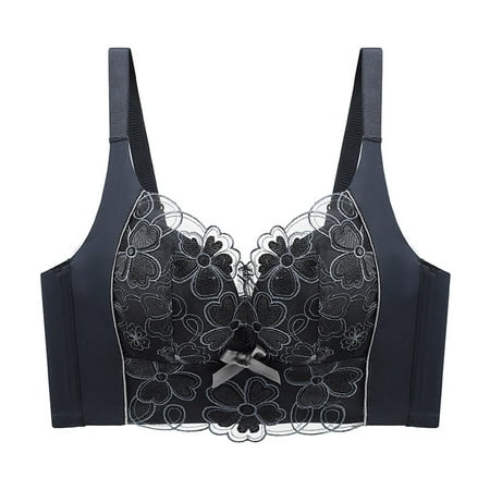 Bras for Women No Underwire Lace No Steel Ring Full Coverage Push Up Plus Size Underwear Sports Bra Black 34 B