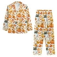 thumbnail image 6 of FOR U DESIGNS Thanksgiving Pumpkin Pajama Sets for Women 2 Piece Button Down Long Pants Size 4XL Sleepwear Long Sleeve V-neck Tops for Women Jogger Loungewear Fall, 6 of 7