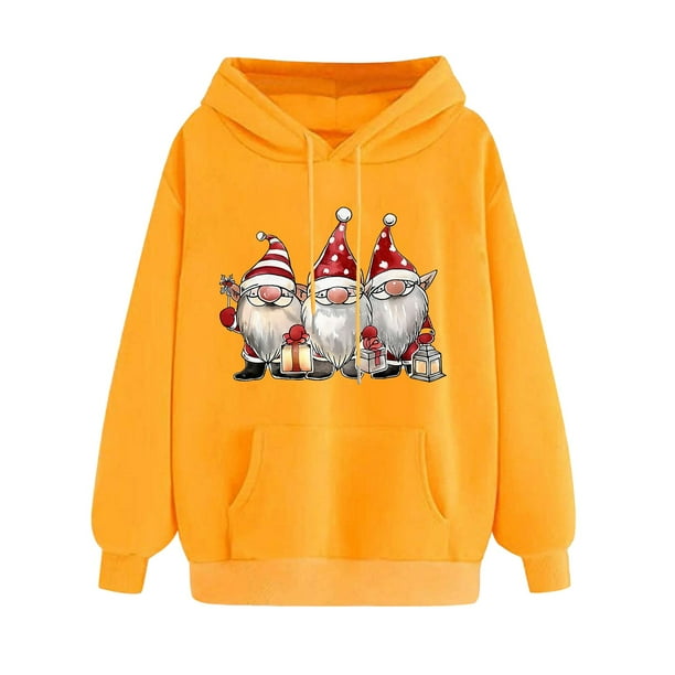 WILLBEST Sudadera de Mujer con Capucha Estampada Navideña para Otoño/Invierno, Talla Grande, Gruesa, Informal y Holgada Chica