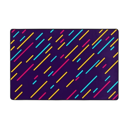 Blue Lines Geometric Entryway Rug, Non-slip Absorbent Door Mat for Bathroom Kitchen Living Room Entrance, 36"x24"
