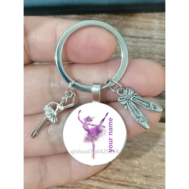 LLavero de bailarina con nombre personalizado, llavero de zapatos de baile de niña de Ballet, personalización privada