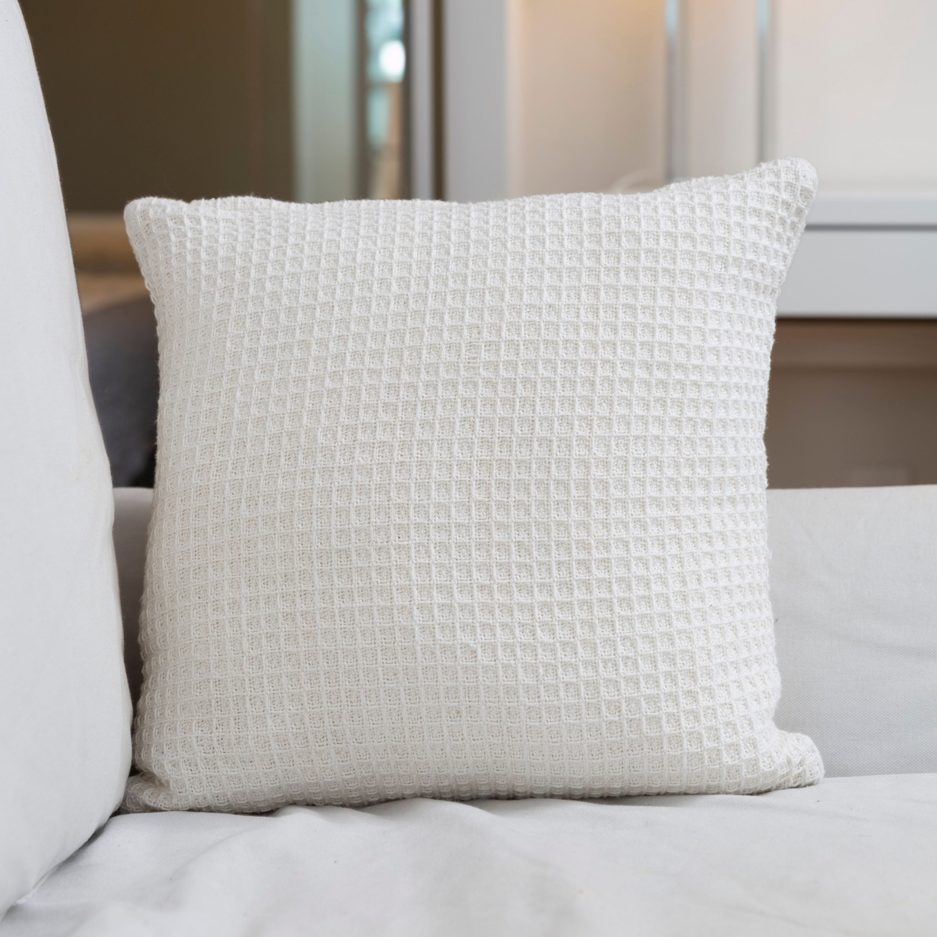 Fabstyles 18" Throw Pillow with Poly-Insert 100% Waffle Weave Cotton Cover (Set of 2)