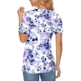 thumbnail image 4 of Dolkfu Oversized Tshirts for Women Crew Neck Purple Short Sleeve Tops Floral Stylish T-Shirts Women'S Summer Tops, 4 of 5