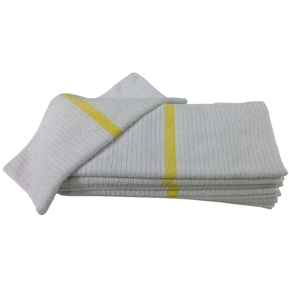 Nouvelle Legende 14 X 18in Ribbed Bar Mop Microfiber Towels (12 Pack) Yellow Stripe Walmart