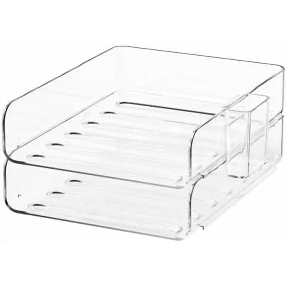 2-Tier Acrylic Paper Tray Organizer with Pen Holder | Clear Stackable Desk Organizer for Documents, Letters, A4 Paper | Modern Office/Classroom/Home Organization$$Office