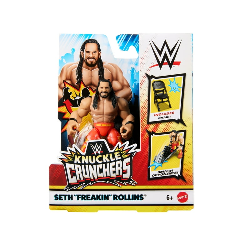 WWE Action Figure Knuckle Crunchers Seth Rollins, 3.5-inch, Battle
