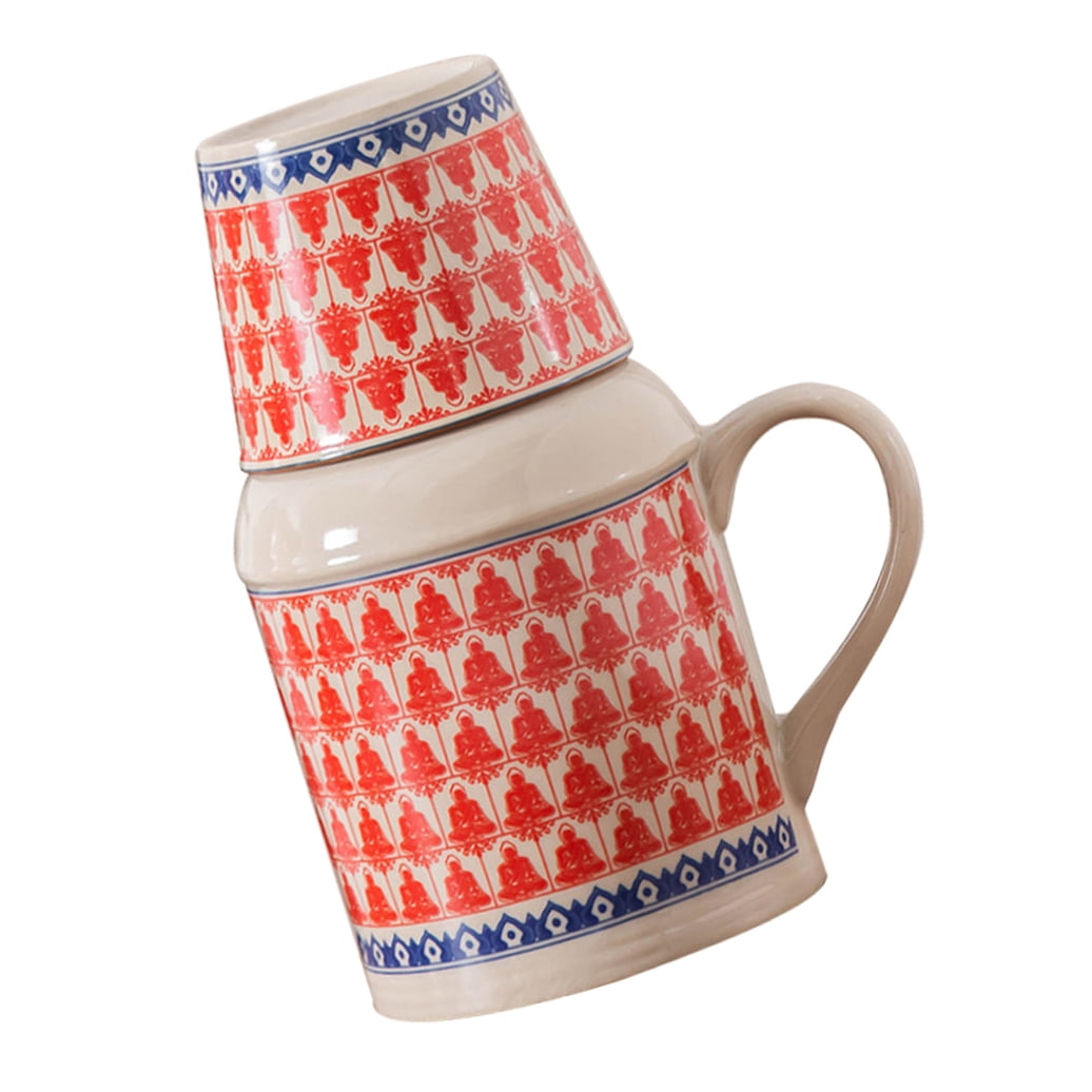 HONMEET Red Ceramic Clay Tea Pitcher and Cup Set with Handle, Stylish Household Tea Ware, 1 Set for Serving