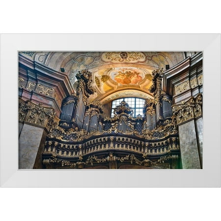 Looney, Hollice 32x22 White Modern Wood Framed Museum Art Print Titled - Austria-Vienna-Inner City (UNESCO World Heritage Site)-St Peters Church interior