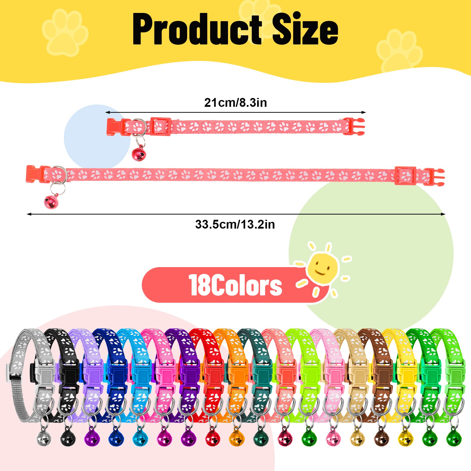 AOWOO 18-Piece Breakaway Pet Collar Set with Bells photo 2