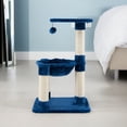 thumbnail image 2 of Pefilos 25" Cat Scratching Post, Sisal Rope Scratcher Tree with Hammock and Dangling Ball, Multi-level Cat Tree for Kittens and Adult Cats, Blue, 2 of 9