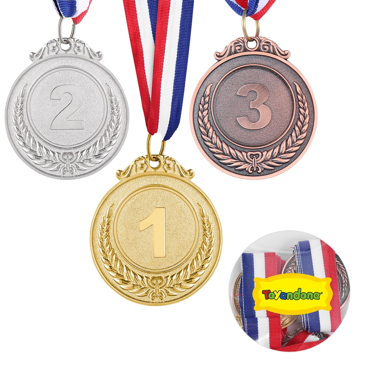 bekræfte flaske kalligraf Gold Silver Bronze Award Medals Olympic Style Winner Award Medals Metal  Medals Prizes with Neck Ribbon for Competitions Party Olympic - Walmart.com