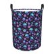 thumbnail image 1 of Balery purple Skull flower Cesta de ropa redonda con asas, impermeable, independiente, para ropa, juguetes, dormitorio y familia-Small, 1 of 6
